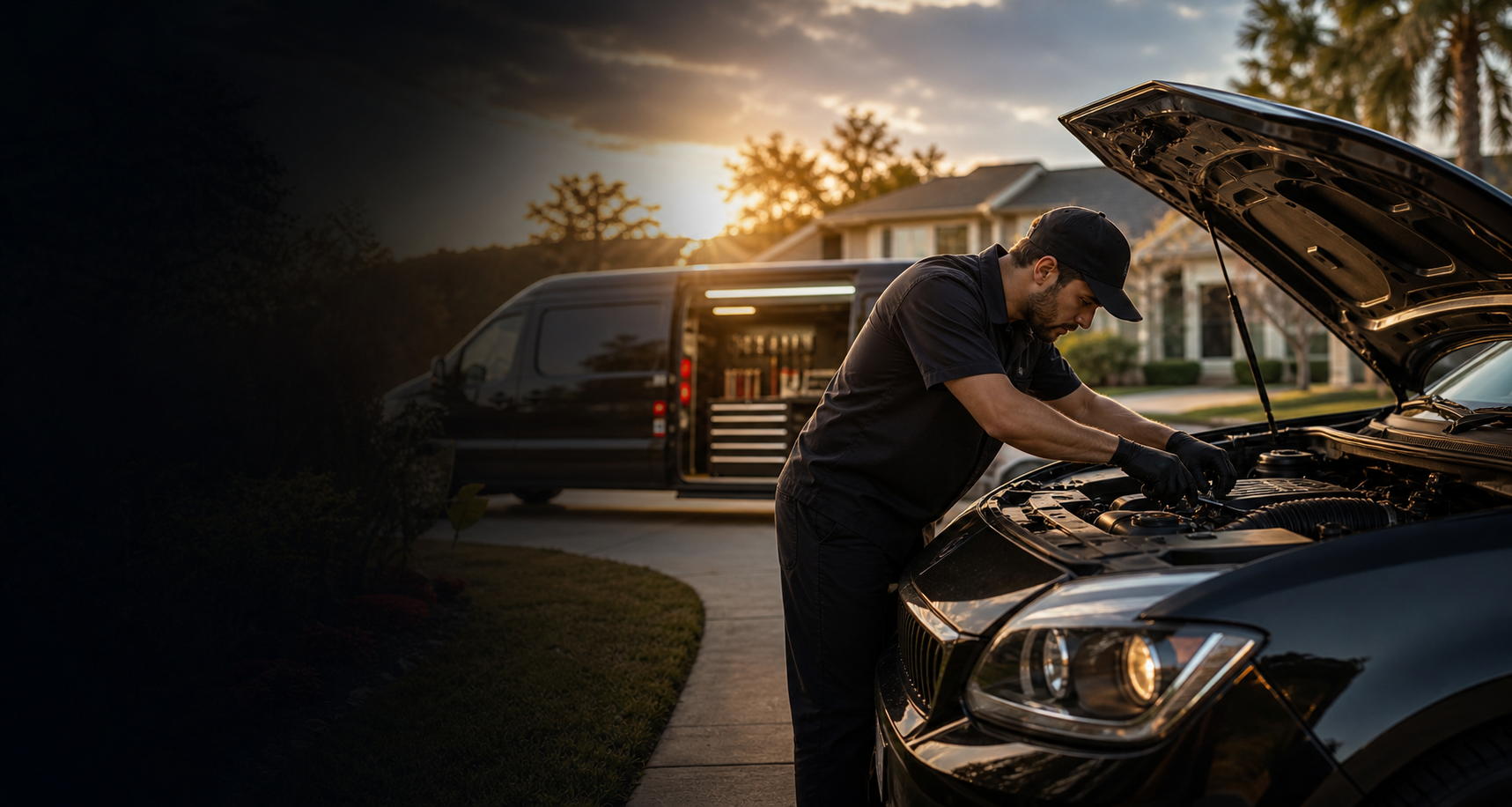 Mechanic performing mobile diagnostics